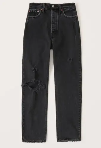 Abercrombie & Fitch Abercrombie, New, Curve The Dad High Rise Black Distressed Jeans Size 10 Long