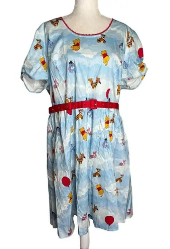 Lounge Fly Disney Winnie The Pooh Stitch Shoppe Dress Size 3XL Blue Belted Zipper