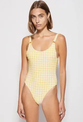 Jonathan Simkhai Rosabel Seersucker One Piece Swimsuit, Daffodil Size L NWT $275 Yellow Size L - Image 9