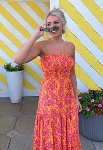 Anthropologie Abel The Label Smocked Bondi Maxi Dress Orange Pink Size  Medium - $75 - From Taylor