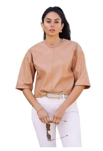 LA Made Lorna Vegan Leather Tee Size Small New