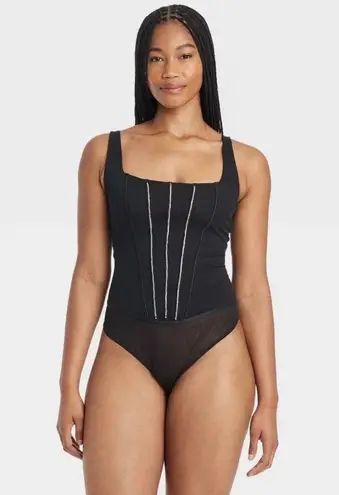 Auden Women's Rhinestone Lingerie Bodysuit - Black