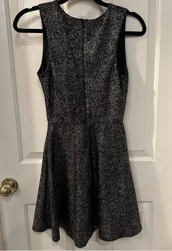 AQUA Brand Bloomingdales Scalloped Neck Dress Gold Glitter Black Small NYE Party
