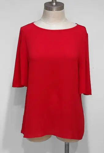 Loft  Women's Red Flutter Short Sleeve Blouse Top Size S NWT