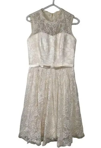 JJ's House  women's ivory lace fit flare mini dress size 4