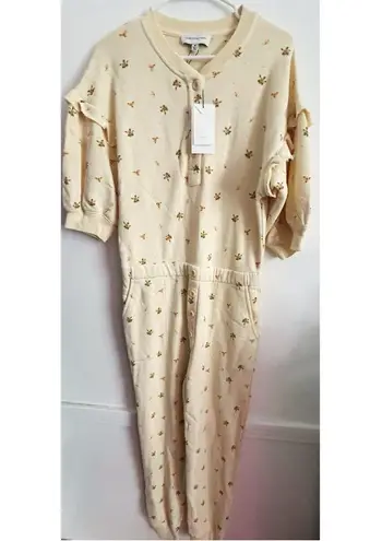 Something Navy • NWT Esmerelda Yellow Jumpsuit with Floral Pattern