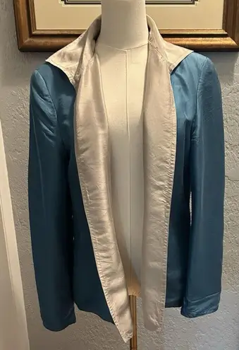 Russell Kemp Blazer SZ 10 100% Silk and Silk Lined Vintage Shoulder Pads Y2K Green