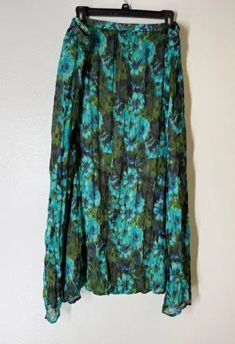 Dressbarn Blue Green Watercolor Pattern Midi Skirt Womens Sz 18/20 Pull On