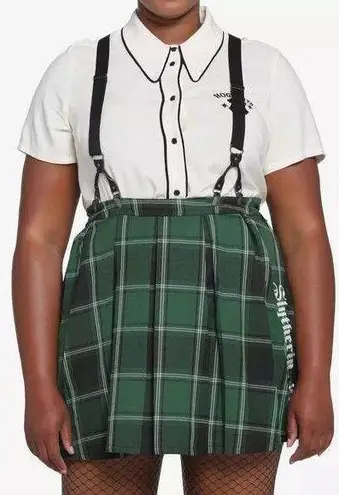 Harry Potter Slytherin Pleated Suspender Skirt 1 Women’s Green Plaid