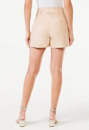 Sofia Vergara Faux Leather Shorts High Rise Size 16 Womens Beige New