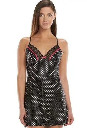 Apt. 9  black sweet little nighty with white polka dots and red lace detailing.New