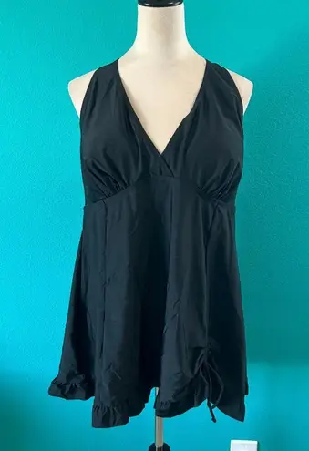 NWT Island Escape Maui Halter Ruffled Swimdress Black V
