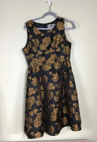 Pink Martini Collection Women Embroidered Midi Cocktail Dress Sz. Med Black/Gold