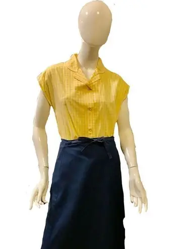 Vintage 1970s Sailboat Wrap Denim Skirt Medium Gingham Print Blue Size undefined