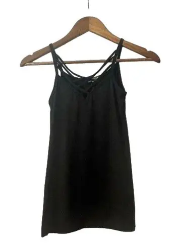 Urbanology Criss-Cross Neckline Tank Soft Black Size Medium