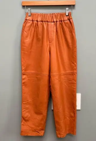 Genuine Sheepskin Leather Pull On Pants in Caramel XS Brown