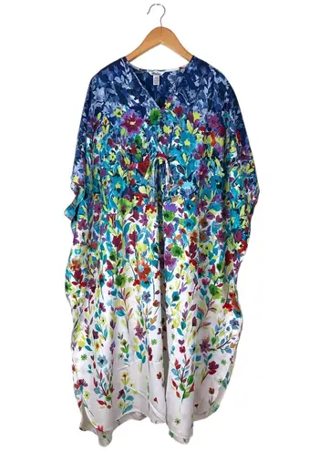 NWT Winlar Kaftan House Dress Beach MuMu OS Fits Most Blue Floral Long Multiple