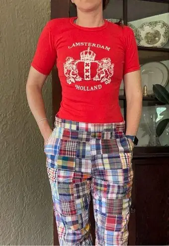 80s/90s vintage Amsterdam tee Tshirt snug fit fitted cherry red Holland Size XS