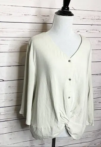 Urban Romantics Lightweight Linen Button Front Twist Top Off White Size Large - Image 4