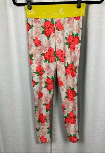 Adidas x Stella McCartney Gray White&Coral Floral Leggings Sz.XS
