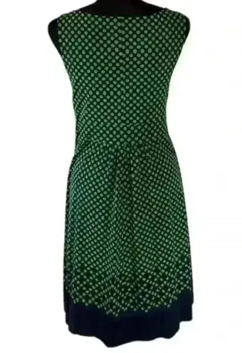 Lands' End  Sleeveless Polka Dot Green and Navy Dress, Size XS (fits like a small)