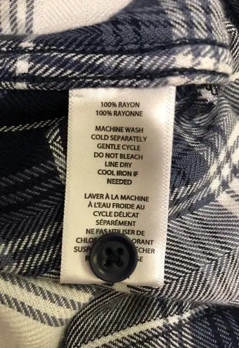 Peyton Jensen Womens Size S Shirt Brushed Flannel Long Sleeve Plaid Blue Tunic