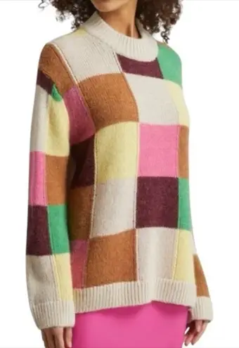 Haptics by Holly Harper Colorful Color Block Checker Knit Sweater Size Small Green - Image 1