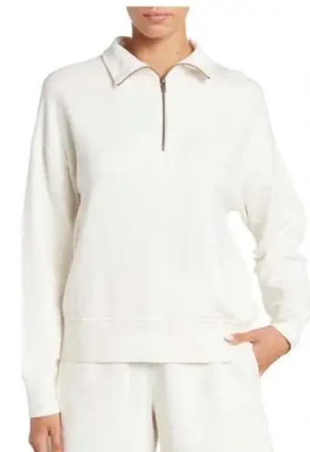 Vince Sweatshirt Womens Large Cream Pullover 1/2 Zip Cotton Blend Casual Tan