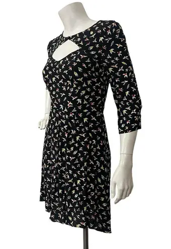 Cooperative Women's Black skater dress with multi-color bird print size 0