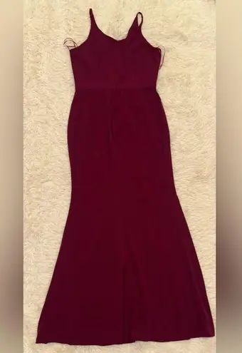 Dress the Population NWOT Dark Magenta Iris Dress slit gown sz L