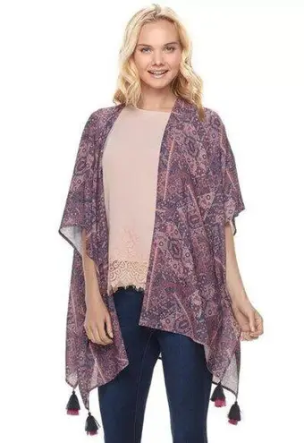 Mason & Belle Womens Open Front Kimono Size M Tassels Hippie Aztec Southwestern