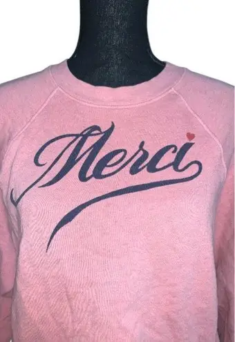 Sundry Merci Sweatshirt Raglan Sleeve Cropped Frayed Hem S