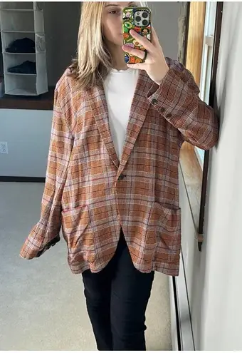 Free People : Simply Plaid Blazer Red Combo