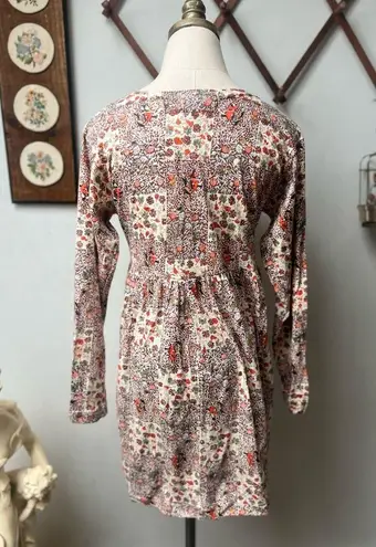 Vintage 90s Patchwork Floral Babydoll Dress Small Tan