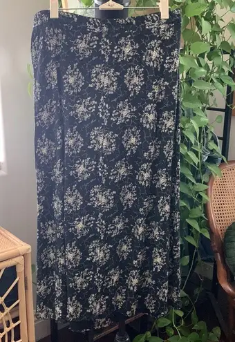 Vintage 90s Patricia Petites Dark Floral Button Down Midi Maxi Skirt Size undefined