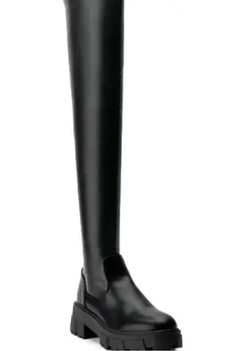 Azalea Wang Black Late Nights Over the Knee Boots Size 11