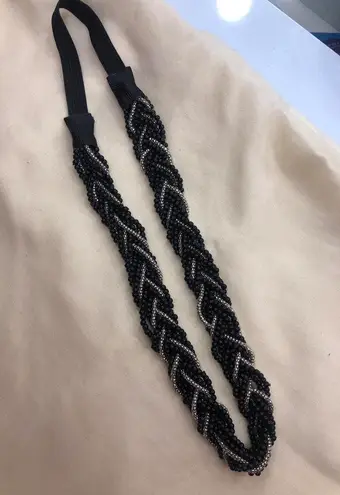 Icing Bead Braided Headband Black