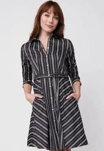 Untuckit Willow Black White Striped Mini Cotton Blend Shirtdress Size 2