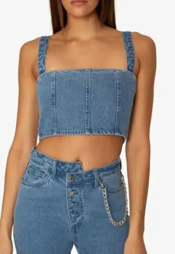 We Wore What Denim Cropped Bustier NWT Sz XS
