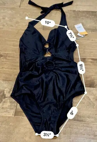 Kona Sol Women’s Double Circle Medium Coverage One Piece Black Size Small NWT