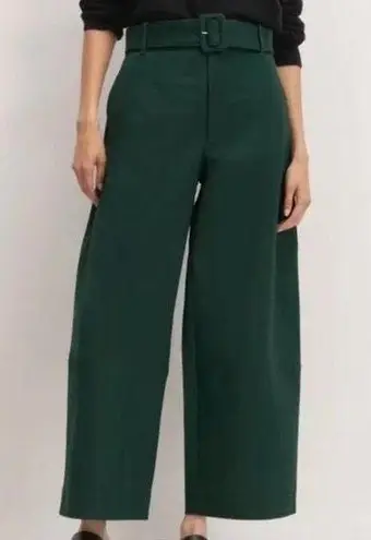 Everlane The Structured Cotton Belted Pant Bellbottom Wide Leg Green NWT Size 00