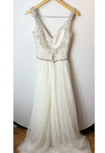 Allure Bridals Womens Wedding Dress Style 9373 Ivory Silver Beaded A