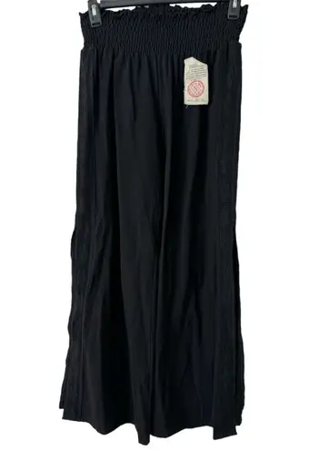 NWT Mr. Buho Black Flowy Smocked High Rise Wide Leg Crochet Beach Pants Large