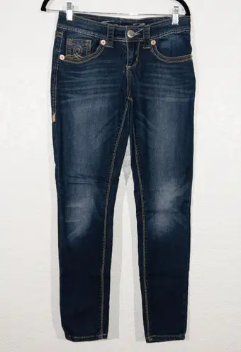 Seven 7 Jeans Seven7 Blue Mid Rise Dark Wash Skinny Jeans Size 4