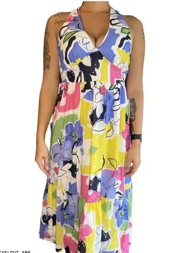 Ophelia Roe NWT Halter Dress Floral. Size Large.
