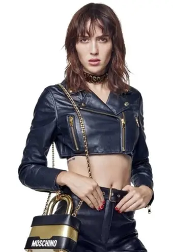 Moschino h&m leather jacket size medium 6 biker