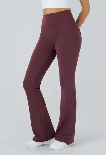 Halara High Waisted Pilates Flare Yoga Casual Stretch Red Mahogany Leggings XL