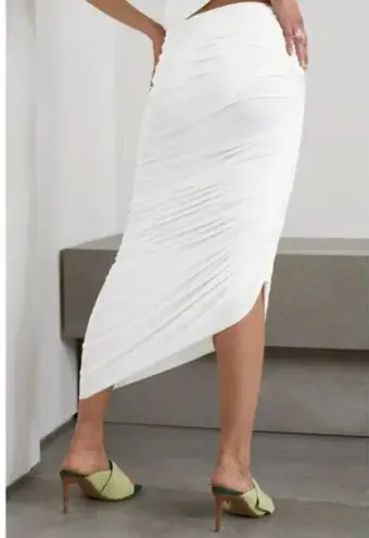 Norma Kamali Diana Ruched Skirt in White Size Medium