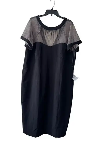 Maggy London Illusion yoke crepe cocktail dress Size 14 With Sheer Sleeves 24W