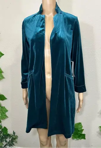 Teal Green Velvet Open Cardigan Jacket New